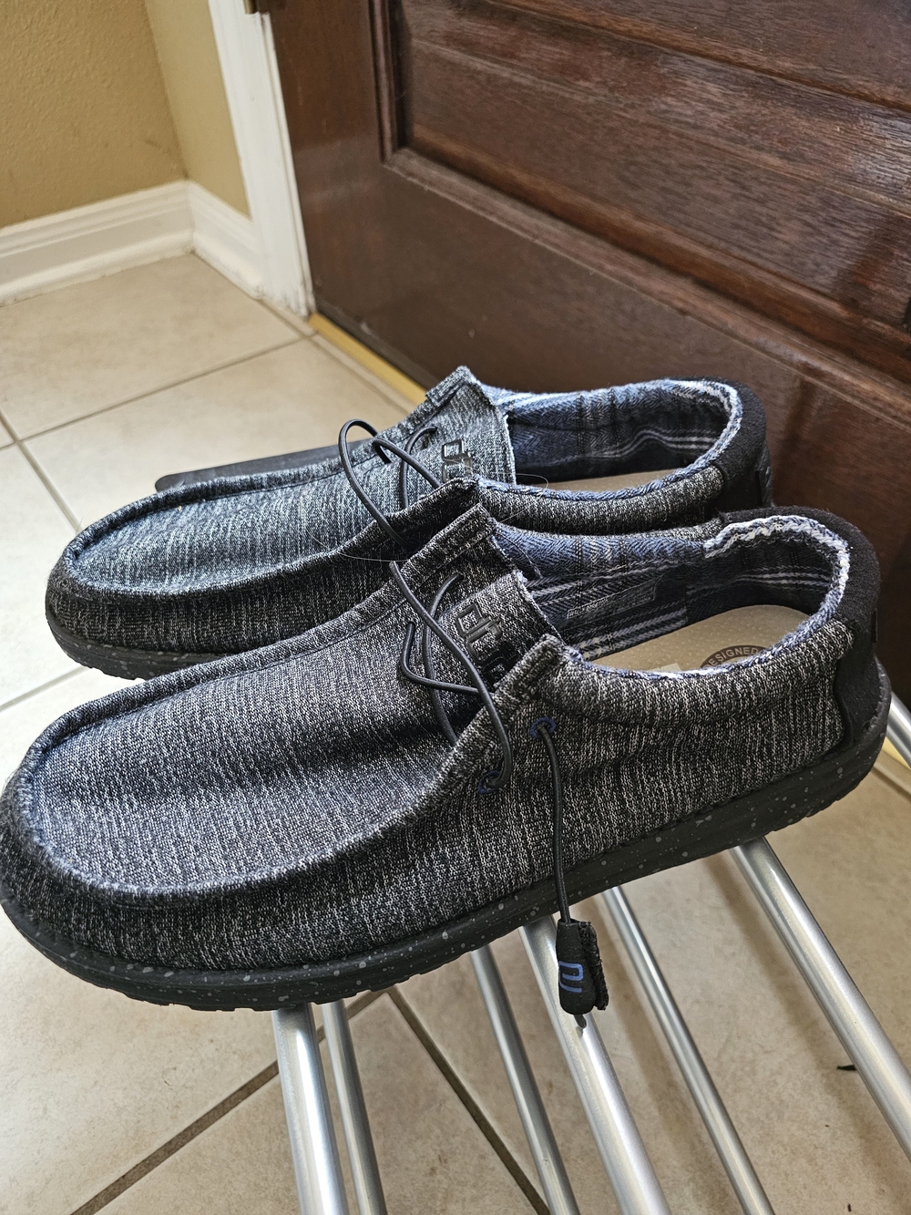 Buckle Men's Knit Slip-On Loafers - Charcoal Black